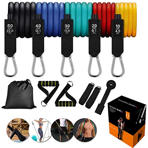HAISITING Resistance Bands Set,Workout Bands,Exercise Bands for Men & Women,5 Tube Fitness Bands with Door Anchor,Handles,Portable Bag,Legs Ankle Straps for Musle Training,Shape Body,Home Workouts