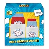 eBoutik - "Super Dad and Super Kid Mini Me Matching Mug & Socks Gift Set, Present for Easter Dad from Son or Daughter - Cup & Footwear Present