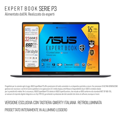 Notebok P3, Intel I7 13620H,10Core, Ram DDR5 32Gb, SSD Pci Nvme da 1Tb, Display IPS 16" WUXGA, Wi-FI 6, Display port, lan rj45, Bt, Tastiera retroilluminata, fingerprint, Win11Pro, Ready to use - Scheda video - Immagine 1