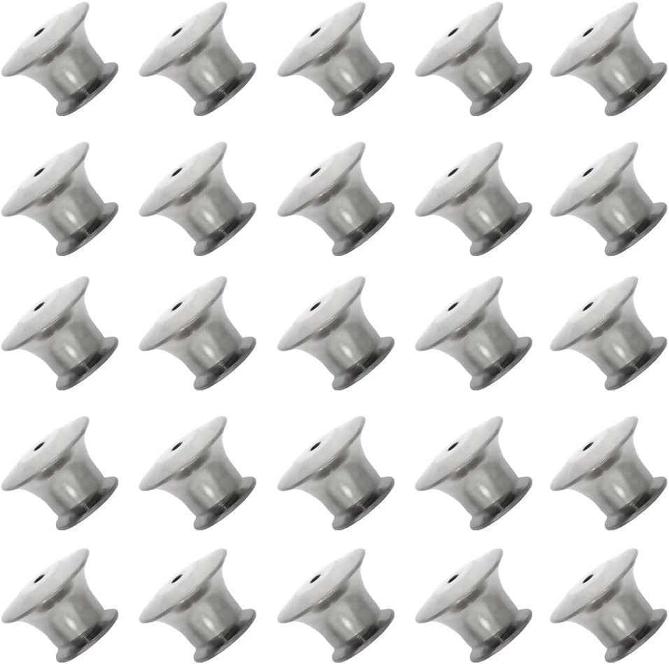 PinMart's Deluxe Silver Plated Replacement Locking Back Lapel Pin Keeper - 25 Pack