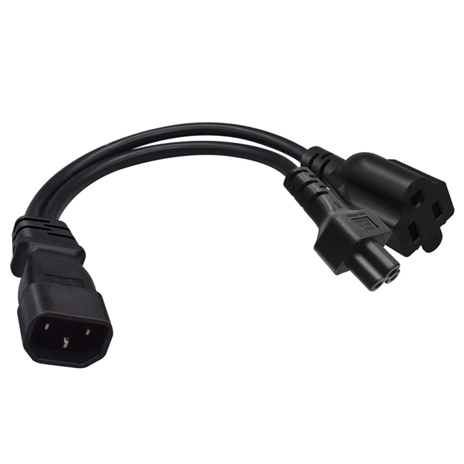 IEC320 C14 To IEC320 C5+Nema 5-15R AC-Power Adapter Cable 3 Terminals Male To Female Power Connector Cord Wire IEC320 C14 3-Prong Power Extension Cable 1 In 2 Out