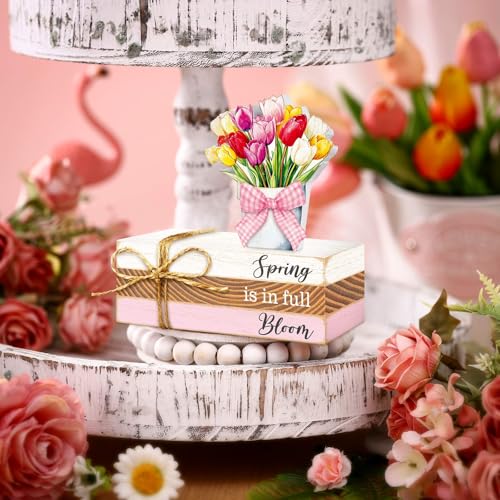 Ferraycle-4-Pcs-Spring-Table-Decor-Tulip-Wooden-Sign-Spring-Farmhouse-Wooden-Block-Decorative-Floral-Book-Tiered-Tray-Easter-Decor-Rustic-Decoration-for-Bookshelf-Fireplace-Desk-Living-RoomClassic Ferraycle 4 Pcs Spring Table Decor Tulip Wooden Sign Spring Farmhouse Wooden Block Decorative Floral Book Tiered Tray Easter Decor Rustic Decoration for Bookshelf Fireplace Desk Living RoomClassic