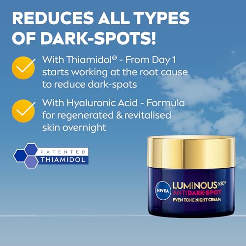 NIVEA Luminous 630 Anti Dark-Spot Night Cream (50ml), Dark-Spot Correcting Night Face Cream, Revitalises Skin Complexion with Hyaluronic Acid - Image 3
