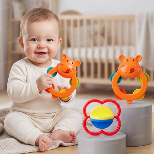 Image of Zest 4 Toyz Rattles Toys for New Born Babies Pack of 2 Colorful Attractive Plastic Non Toxic Shake & Grab Rattle Set for Kids Girls Boys (Multicolor)