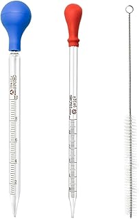 3 Pcs 3ml Glass Dropper Pipette,10ml Graduated Dropper with Plastic Suck The Ball,with Cleaning Brush,for Laboratory,Chemistry
