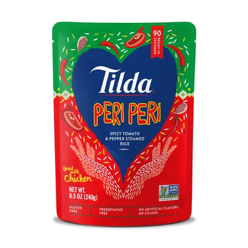 Tilda Ready To Heat Peri Peri Steamed Rice, Convenient Microwaveable Rice, 8.5 Ounce Pouch (Pack Of 6) #TOP4