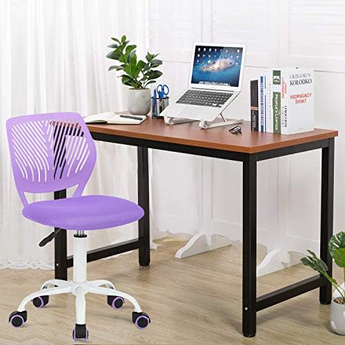 2. Bild von Homy Casa Schreibtischstuhl Verstellbarer drehbarer Bürostuhl Stoffsitz Ergonomischer Arbeitsstuhl ohne Armlehne Lila
