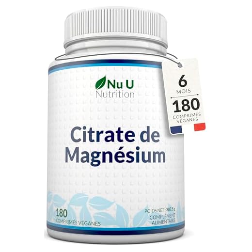 Magnesium Citrate 200 mg | Comprimés de Magnésium | Cure de 6 Mois/180 Comprimés | Compléments alimentaires de Nu U Nutrition