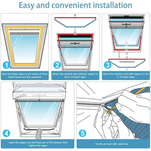 Juego de juntas impermeables para ventana, sellado con cremallera de 5 m para aire acondicionado 4