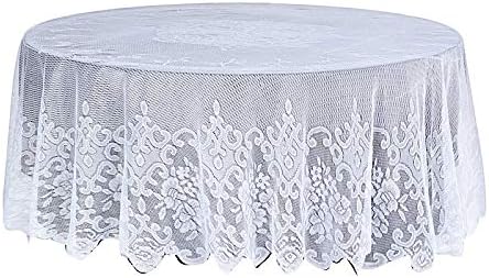 BalsaCircle - Mantel redondo de encaje de alta calidad, color blanco de 109.4in, color blanco