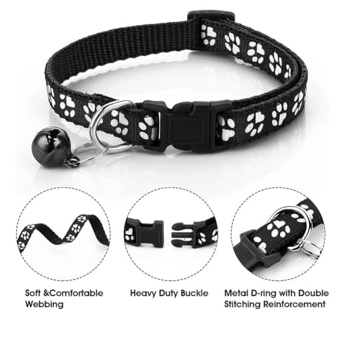 Verstellbares Welpenhalsband und Leine, weiches Halsband mit Pfotenabdruck für kleine und mittelgroße Hunde und Katzen