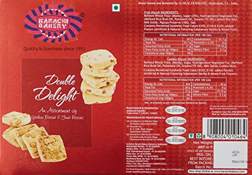 Image of Karachi Bakery Double Delight Fruit Biscuit with Cashew, 400g (Pack of 2)