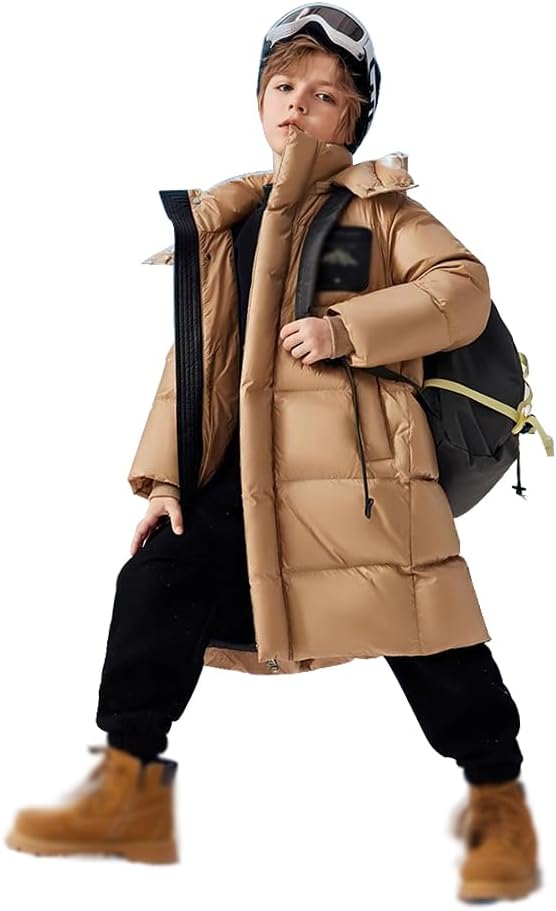 GAGALU Mid-Length Thickened Children's Down Jacket, Warm Hooded, Fashionable Winter Clothing