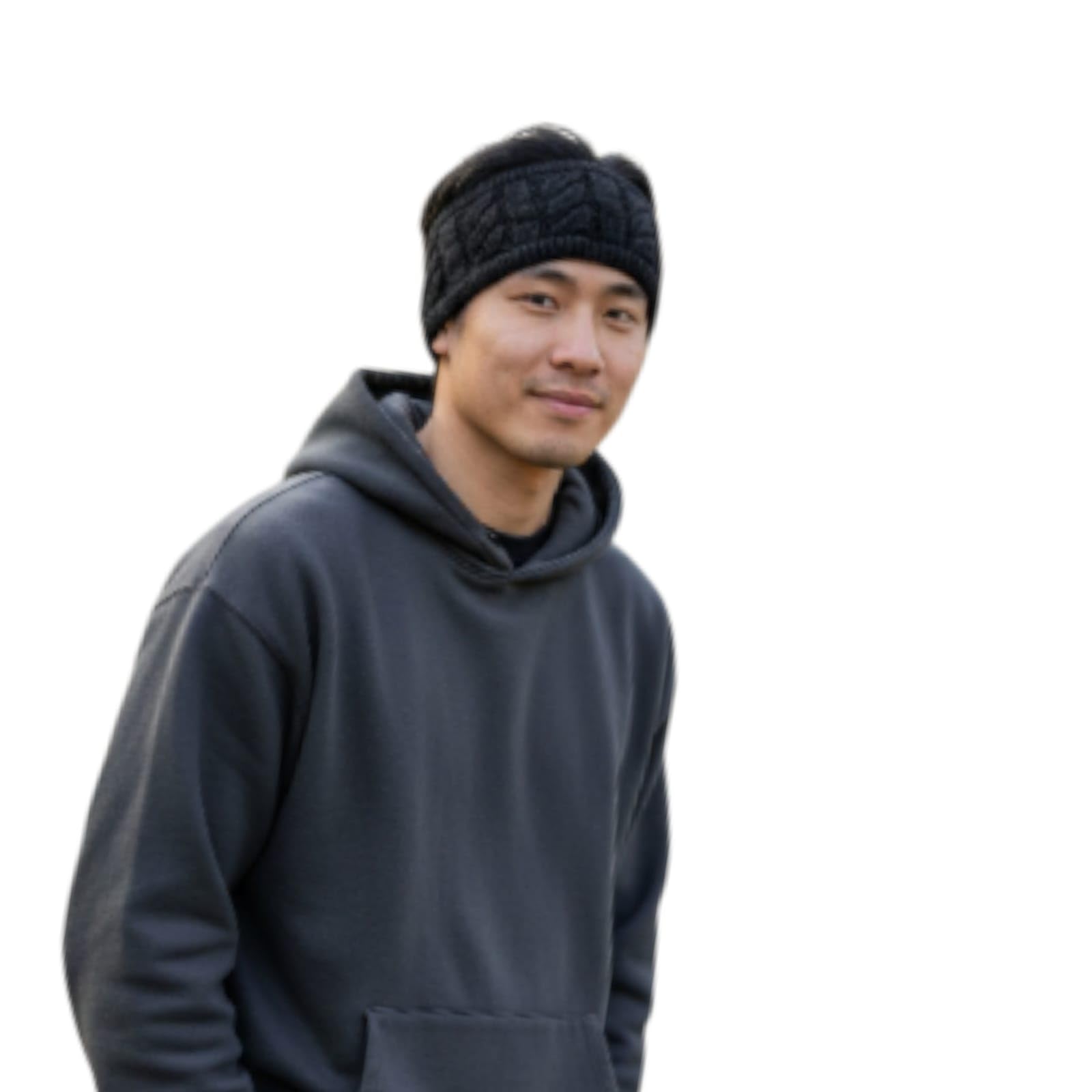 Woolen Knitted Headband Unisex, Earwarmer, Earmuffs, for Men and Women (Black)