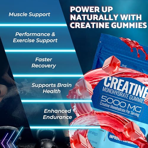 Image of Creatine Gummies 5000mg, 30 Servings Creatine Monohydrate Gummies - Third-Party Tested Creatine for Women, Strawberry Flavor Creatine for Men, Muscle Growth, Strength, and Recovery - Pack of 1
