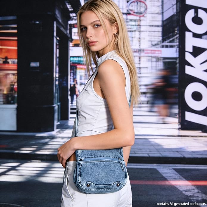Bolso crossbody denim vintage para mujer y hombre miniatura 3