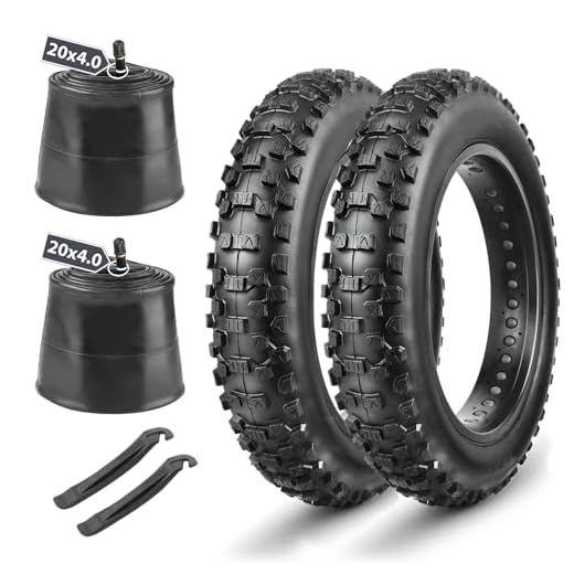 20 x 4.0-inch EBike Fat Tires Set: MOHEGIA 2 Pack 20 x 4.0-inch Folding Bicycle Replacement Tires, Pair Inner Tubes with Tire Levers, High-Performance and All-Terrain with Offroad or Trail Riding