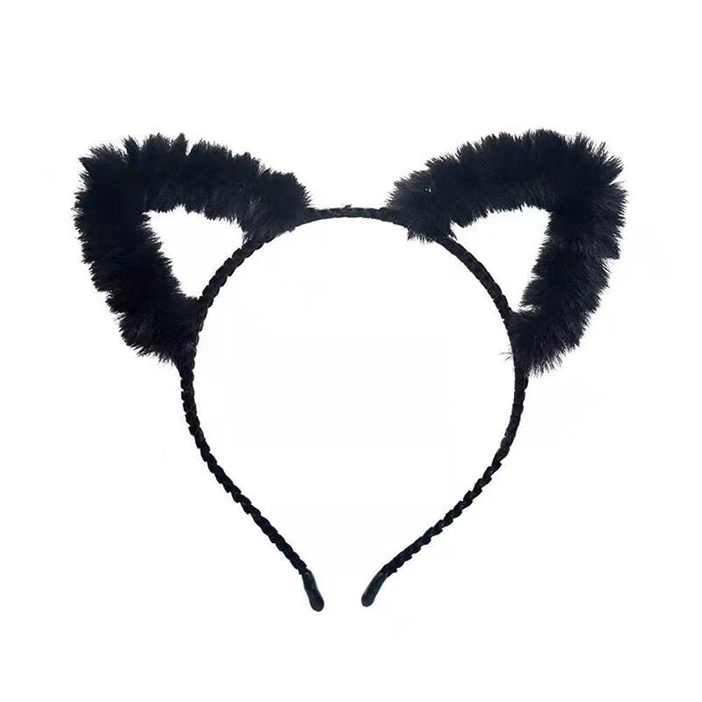 NW Women Girls Headbands Hair Hoop for Daily Wearing Make Up Cat Ears Party Fancy Dress Cat Women Hairband (Black)