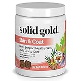 Solid Gold Skin & Coat Health Chew for Dogs; Natural, Holistic Grain-Free Supplement with Salmon Oil, Flaxseed and Superfoods; 120 chews