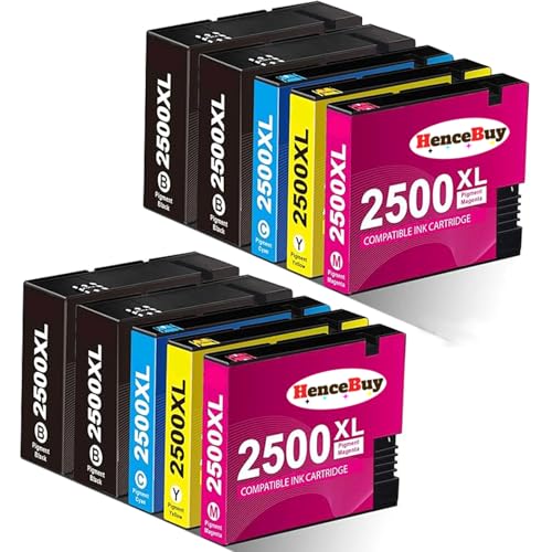 HenceBuy PGI-2500XL Cartuchos de Tinta Compatible para Canon PGI-2500 para Maxify iB4050 iB4150 MB5050 MB5150 MB5155 MB5300 MB5350 MB5400 MB5455 MB5455 (4 Negro, 2 Cian, 2 Magenta, 2 Amarillo)
