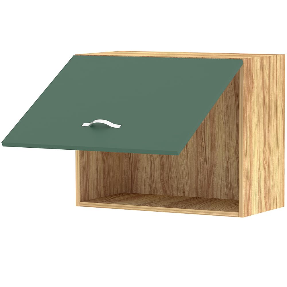 Shally Dogan Pensile da Cucina, Sopracappa, Armadio in Legno Armadietto Multiuso da Muro a Ribalta Spazioso, Dimensioni 60 x 32 x 49H cm (Verde)