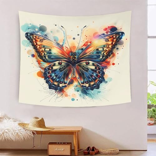 Tapisserie papillons 3D effet drap de plage et tenture murale bohème pour chambre
