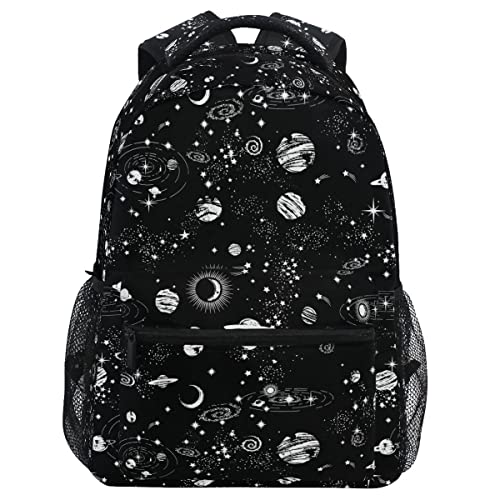Wamika Mochila de leopardo preta para meninos e meninas mochilas escolares mochila para livro mochila, Espaço, 11.5 x 8 x 16 IN, Mochilas Diárias