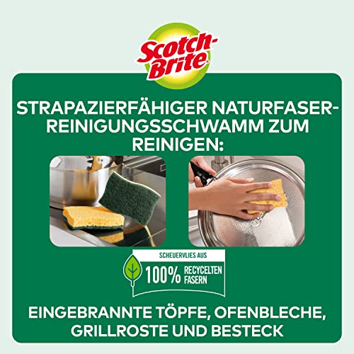 Scotch-Brite Classic Naturfaser-Reinigungsschwamm, 6 Stück + 2 GRATIS - Allzweck-Schwamm für den Alltag - Kratzfrei