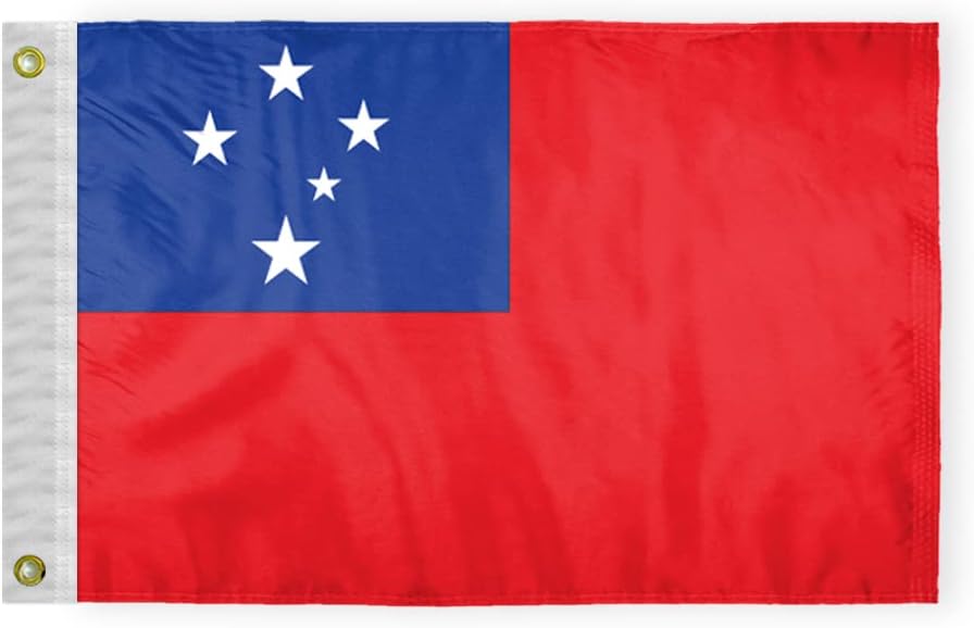 AGAS Samoa Flag 2x3 ft Nylon Fabric Double Stitched Canvas Header Brass Grommets Fade Resistant & Vivid Colors Tough Samoan Banner