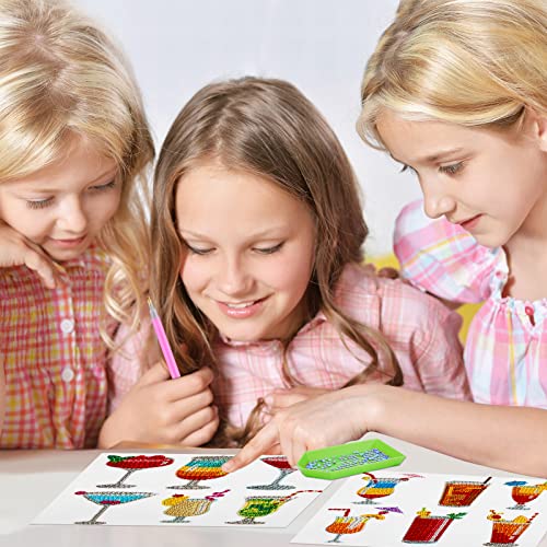 Liliful 24 Pcs Diamond Painting Stickers Kit, Summer Cocktails 5D Diy Diamond Painting Stickers, Creative Diamond Mosaic Sticker Craft Diamond Sticker For Kids Boys Girls Adults Beginners Art Gifts #TOP5