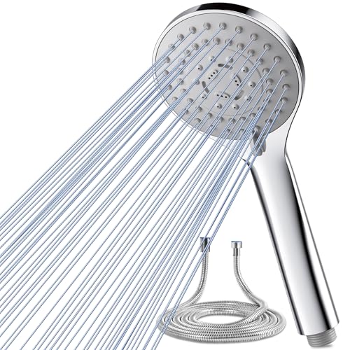 Magichome Duschkopf mit Schlauch 59', Hochdruck Duschkopf mit 5 Strahlarten, Handbrause Hochwertige Verchromung Sparduschkopf Wassersparend Duschbrause,Chrom