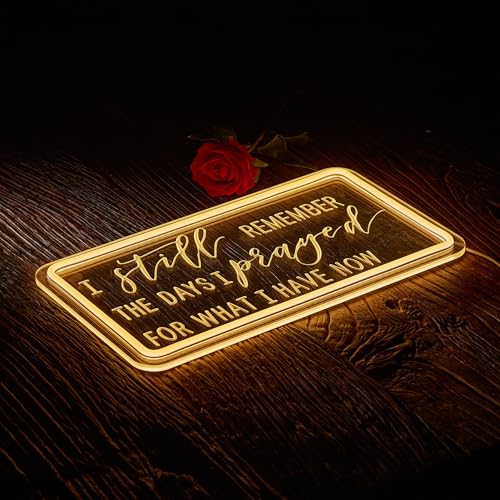 Image of Pray Neon Sign I Still Remember The Days I Prayed for What I Have Now Signs for Wall Decor Dimmable LED Neon Light USB Powered Neon Art Lights Decor