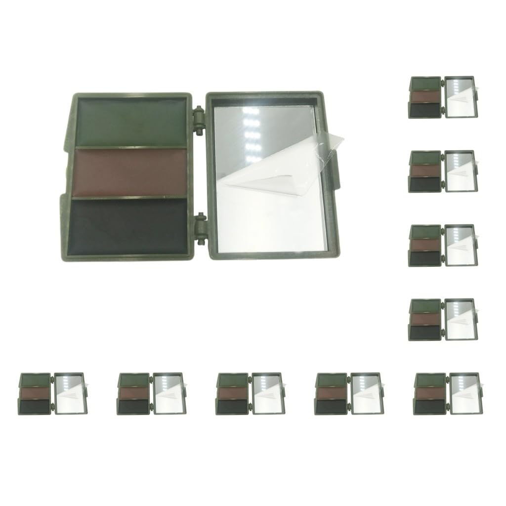 10er-Set Camouflage-Gesichtsfarbe mit Spiegel für Make-up, Jagd, Kunstaktivitäten, quadratische Box