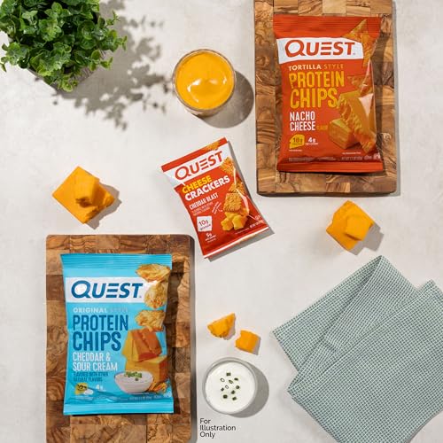 Image of Quest Nutrition Cheese Lovers Variety Pack, Nacho Tortilla Style Protein Chips, Cheddar & Sour Cream Chips, Cheddar Blast Crackers (4 of Each), 1.1 oz, 12 Count