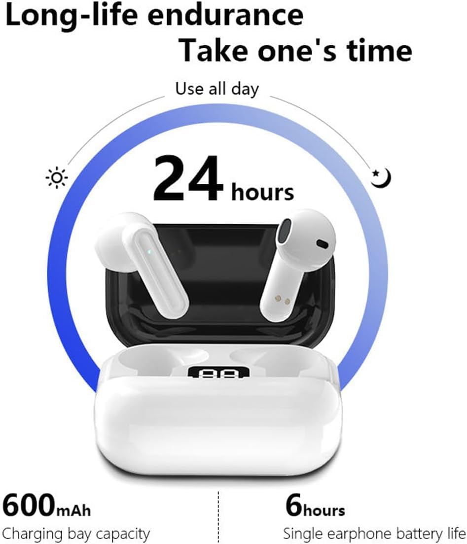 Wireless Earbuds in Ear Bluetooth 5.3, IPX5 Waterproof Sports Earphones LED Power Display Headphones Bass Stereo,Ear Buds in-Ear Noise Cancelling Mic, 600mAh Charging Case