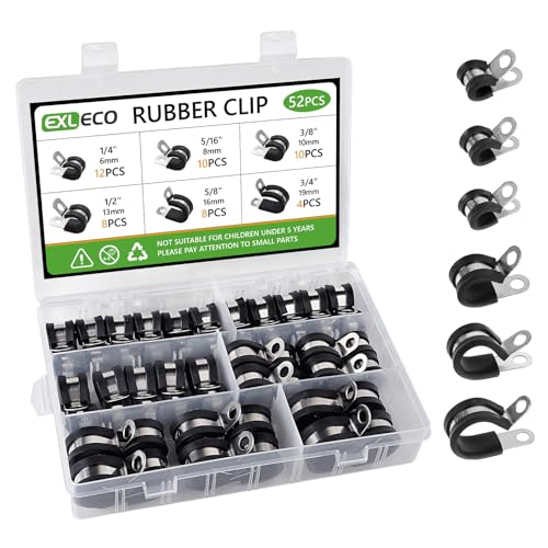 52pcs Collier de Fixation Caoutchouc P Clips Collier de Serrage Inox Collier Durite Caoutchouc P Colliers de Serrage en Métal P Clips Tuyau Pinces Acier...