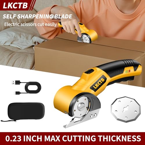 Electric Scissors with LED Light and Battery Display , High Speed Cardboard Cutter with Large Capacity Battery ,Suitable for Cutting Leather, Carpet and Plastic etc