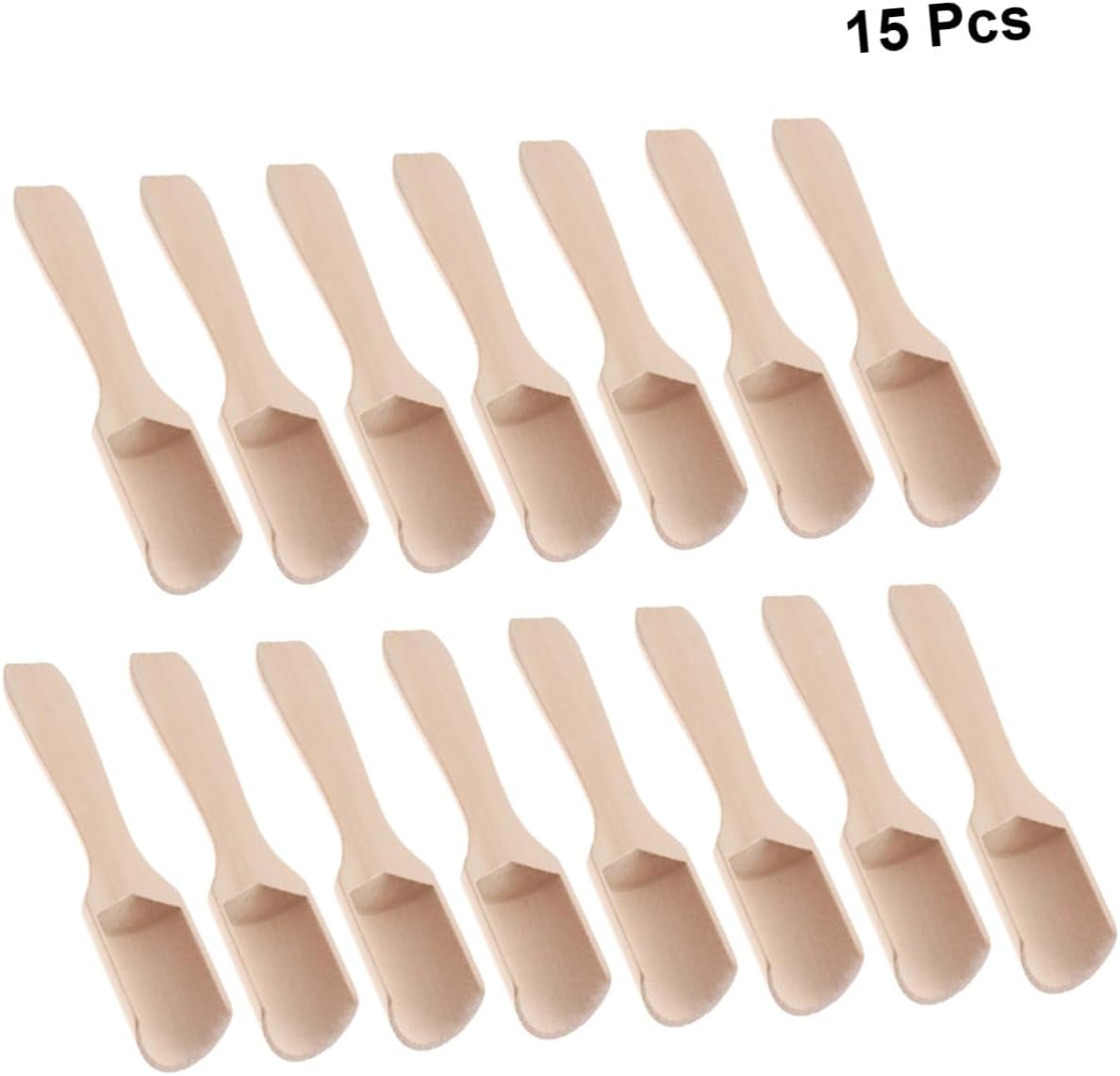 Generic 15pcs Wooden Tea Scoop Set Flat Handle 2.8x11cm Small Salt and Milk Powder Scoops Tea Accessories for Kitchen and Dining
