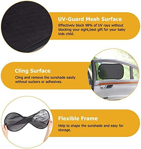 Car Window Shades for Baby, ADORIC Car Sun Shades for Kids 3Pack Car Window Blinds, 51 * 31 CM Suitable for Most Vehicles - Protects Baby/Kids/Pets/Adults Blocks UV Rays