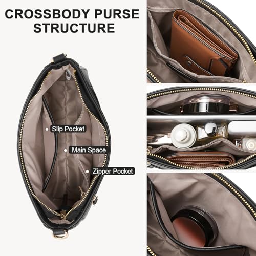 Image of BOSTANTEN Crossbody Purses for Women Medium Shoulder Bag Quilted Handbags with Zipper Pocket