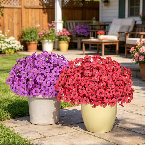 Image of AmyHomie 20 PCS Artificial Flowers for Outdoors, UV Resistant Fake Plants