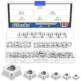 Glarks 107pcs M4 M5 M6 M8 M10 M14 Square Welds Nut Set, Zinc Plated Silver Squares UNC Coarse Carbon Steel Machine Screw, Weld Nut, Square Weld Nuts for Industrial Machine