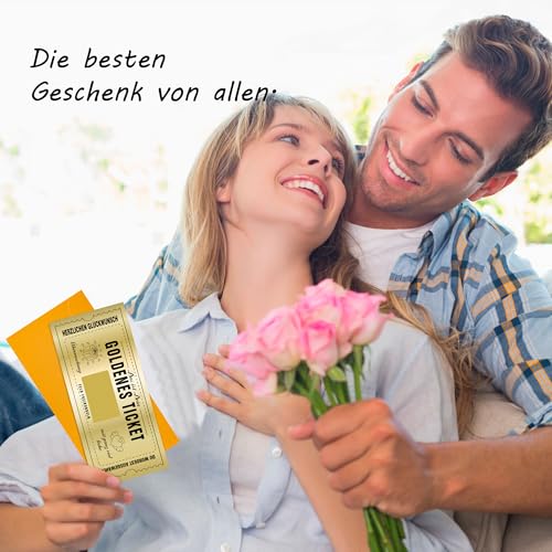 6 Stück Goldene Ticket Gutschein zum selber ausfüllen mit Rubbelaufkleber Rubbelkarte zum beschriften Gutscheinkarte Reisegutschein Kinogutschein Geburtstagskarte Geschenk für Frauen Freundin Freundin