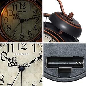 Peakeepretro4inchesbatteryoperatedtwinbellloudalarmclockblackwitharabic Urban Country Home Decor Peakeep retro 4 inches battery operated twin bell loud alarm clock black with arabic urban country home decor