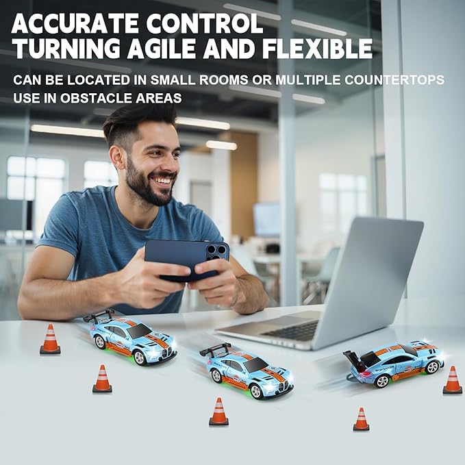 Image of Bestie toysMini 1:64 RC Drift Car with Mobile App Control, USB Rechargeable 2.4GHz Racing Car Toy with LED Lights