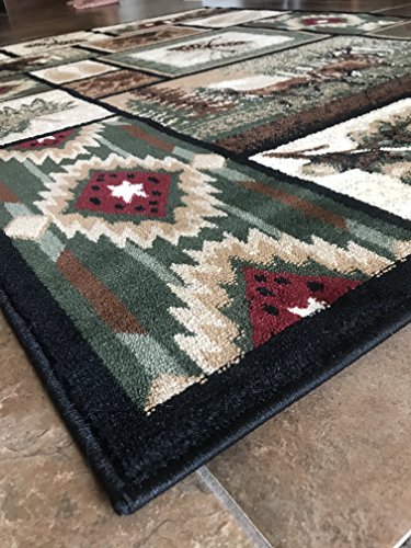 Carpet King Cabin Style Area Rug Rustic Western Country Bear Elk Deer Bear Wildlife Lodge Native Design 386 (7 Feet 7 Inch X 10 Feet 6 Inch) #TOP6
