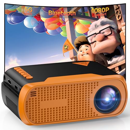 Mini Projector, 1080P Full HD Smart Movie Projector with WiFi and BT5.0 Compatible with iOS/Android/PC/TV Stick/Box/USB/HDMI for Home Cinema Christmas Halloween