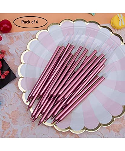 Image of Thin Birthday Candles for Girls, Boys, Parents , Anniversary Decoration , Baby Shower , Cake Decoration , Candles for Birthday Decoration 6 pcs (Rose Gold)
