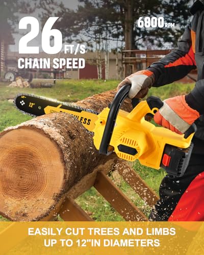 12 Inch Brushless Cordless Chainsaw Compatible with 20v Max Battery with Auto Oiler - image 4
