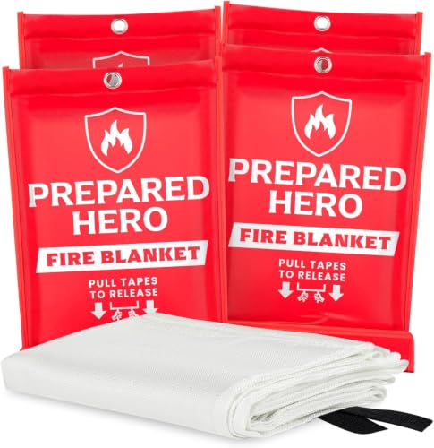 Prepared Hero Emergency Fire Blanket, Kitchen & Home, 39 x 39 in, 4 Pack